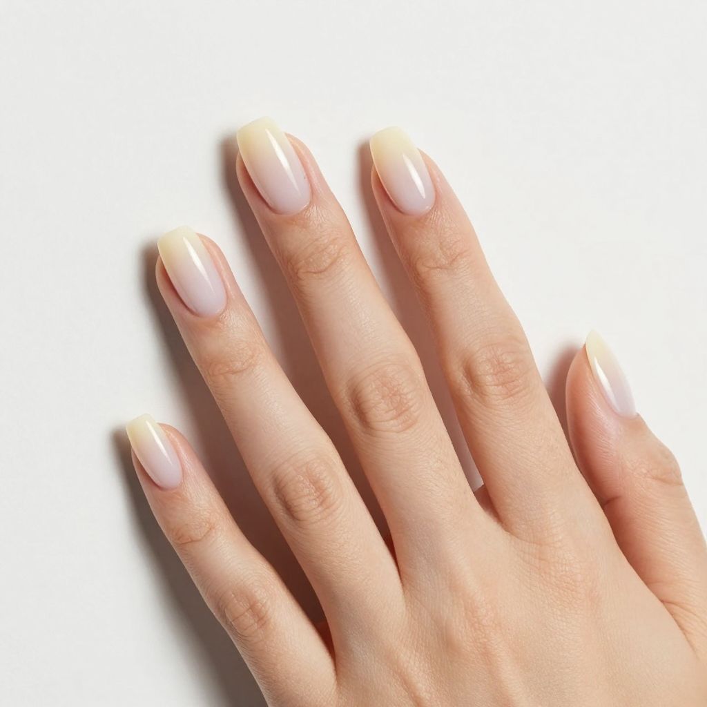 Simple nail designs Barely Tinted Ivory with Sheer White Ombre