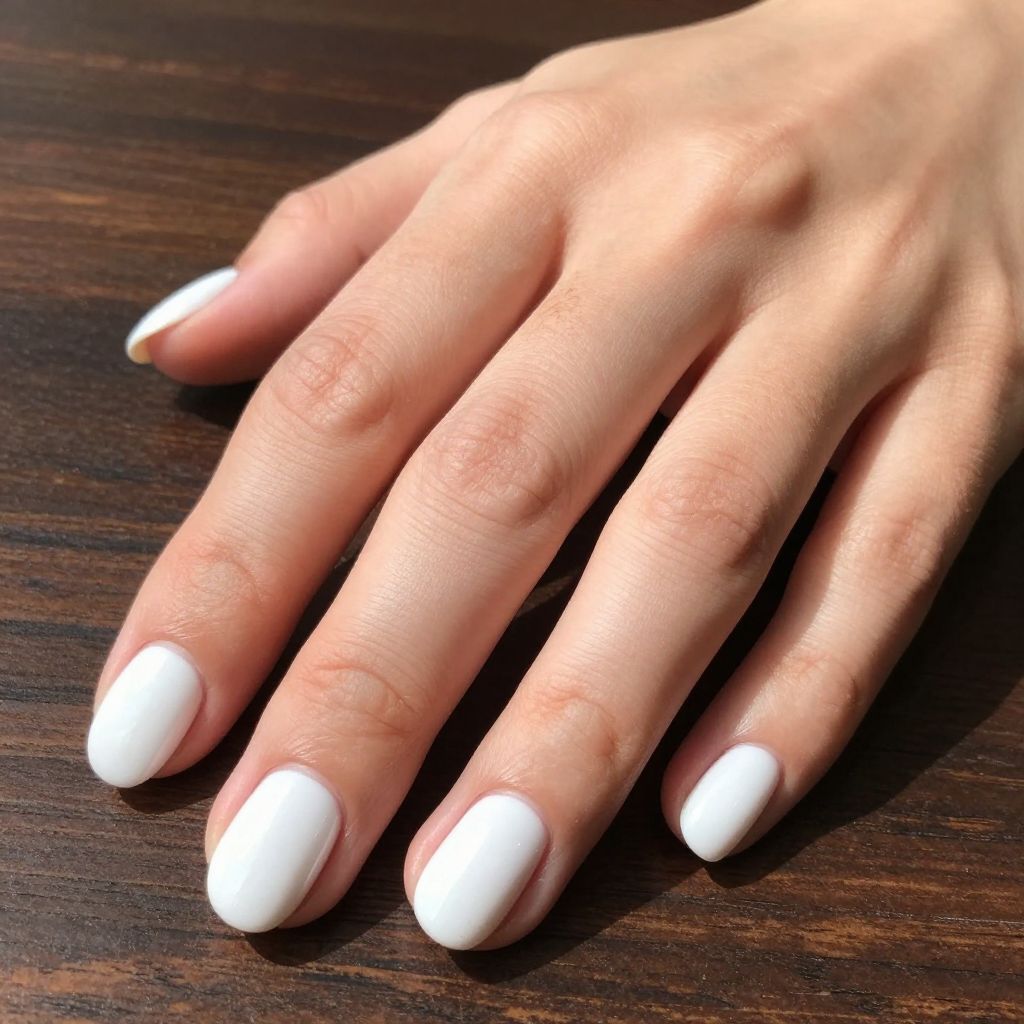 Simple nail designs Pure White Oval with No Embellishment