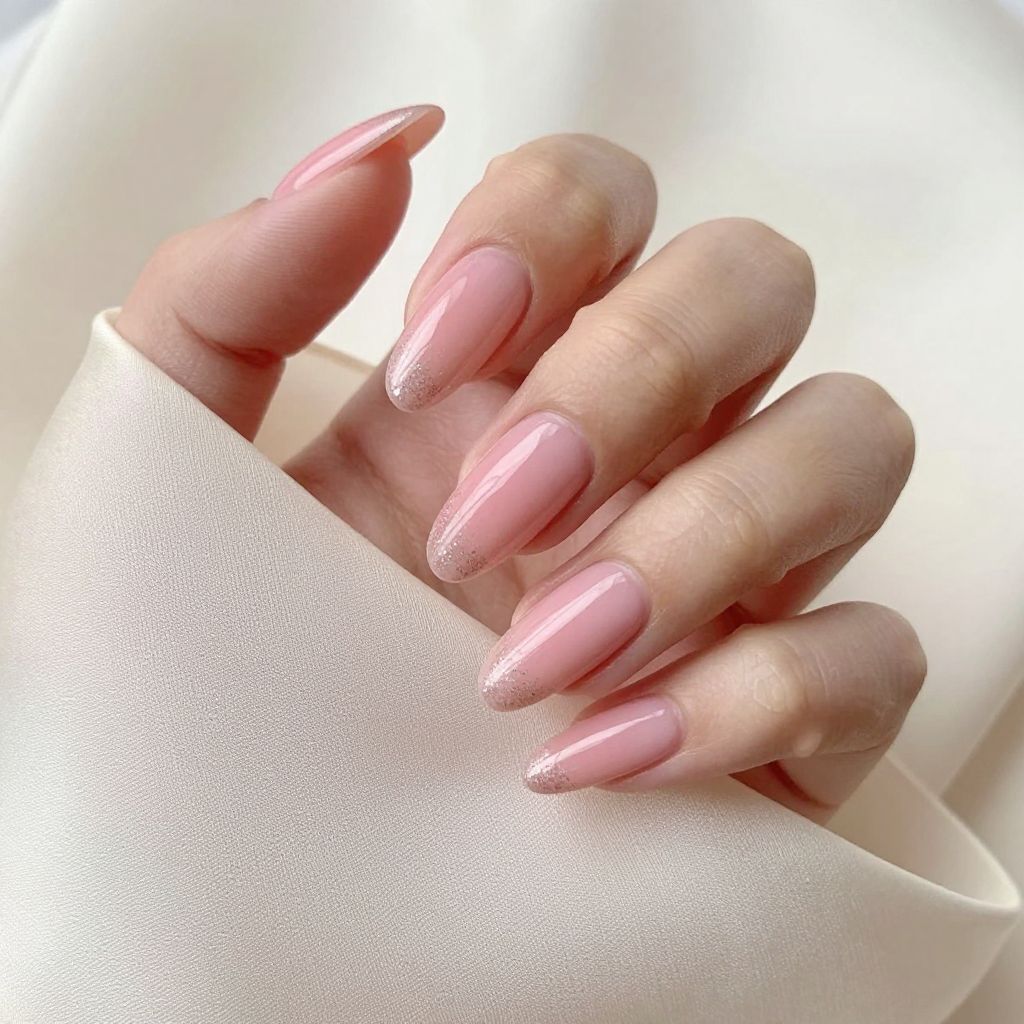 Simple nail designs Warm Taupe with Gold Foil Flecks