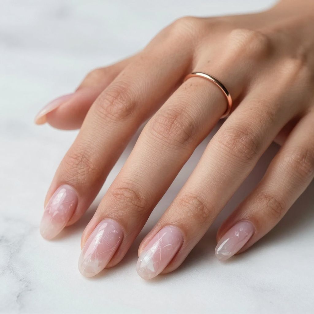 Rose quartz sheer almond nails
