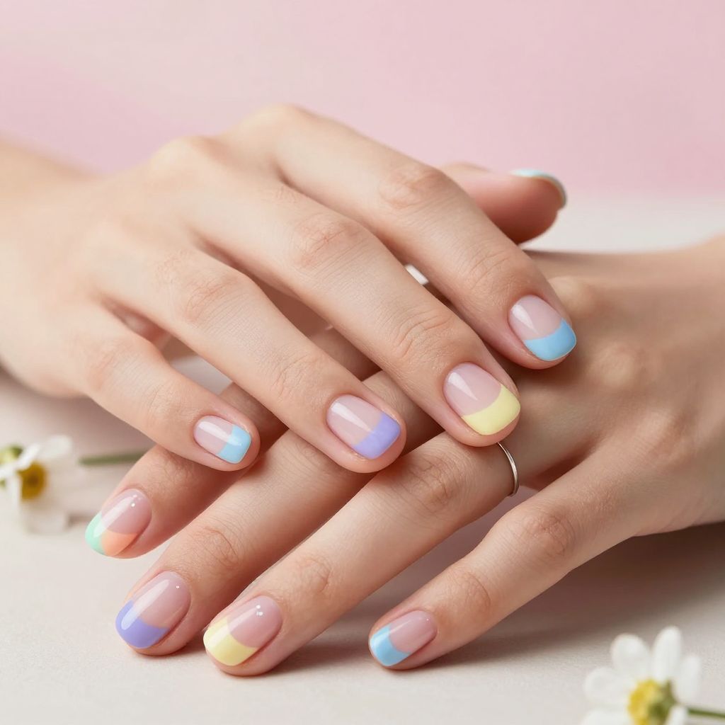 Soft Pastel Rainbow Tips