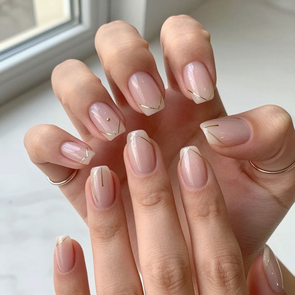 Minimal Gold Line Nails