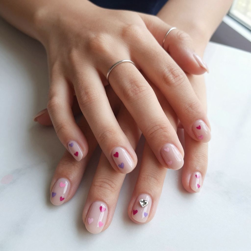 Tiny Heart Accent Nails