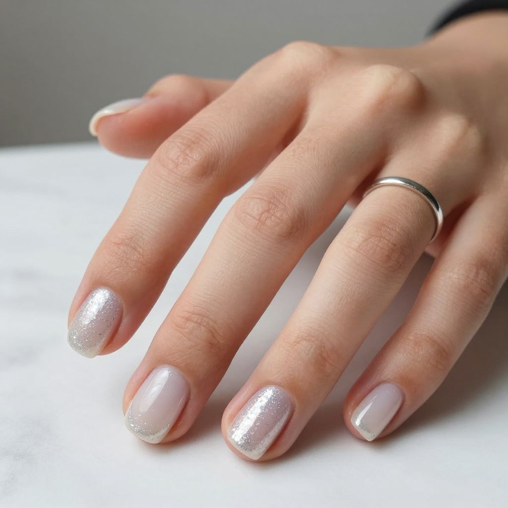 Milky White With Glitter Fade