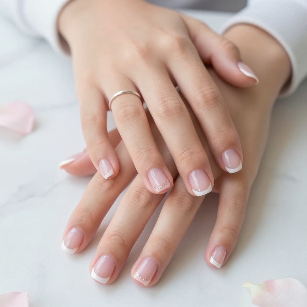 Pink French With Micro Glitter