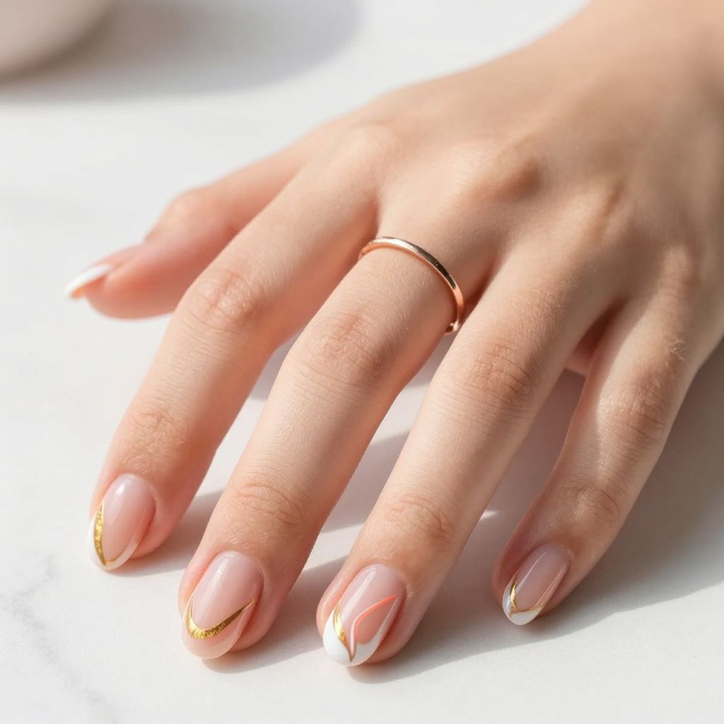 Peach Swirl Nails