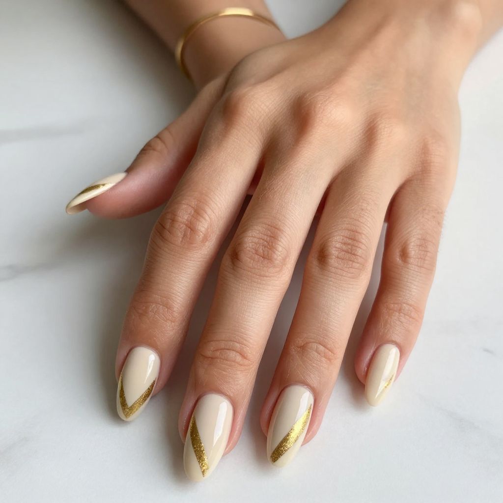 Cream with Gold Foil and Geometric Triangles