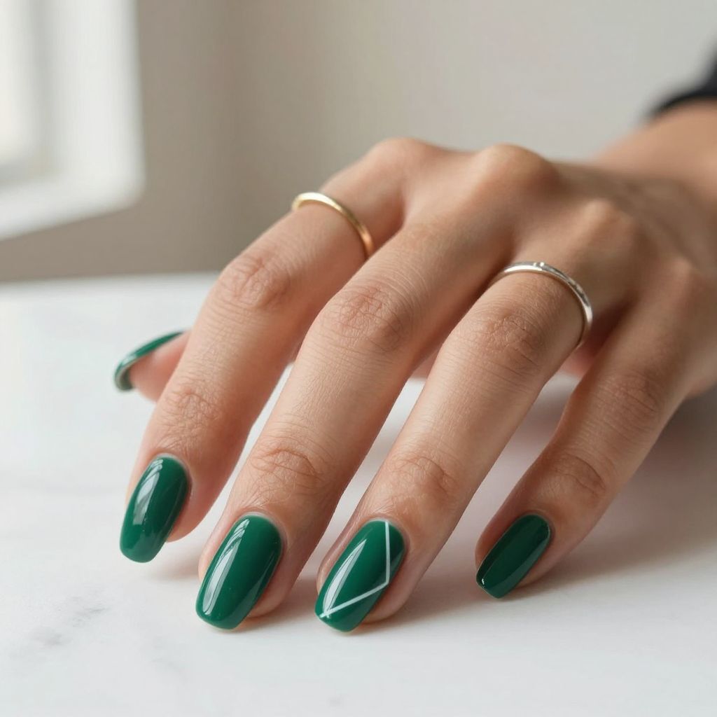 Deep Emerald with Negative Space Lines