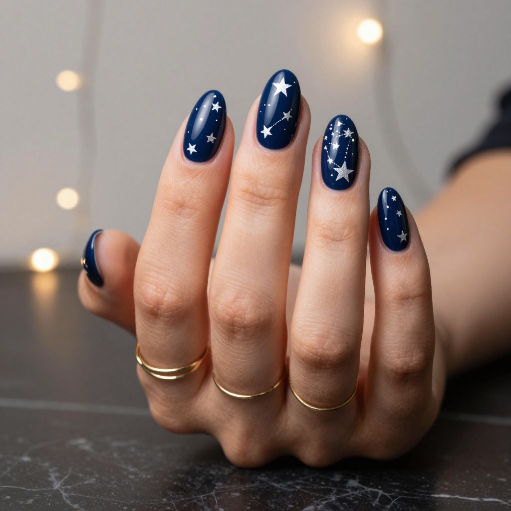 Deep Navy with Starry Night Sky