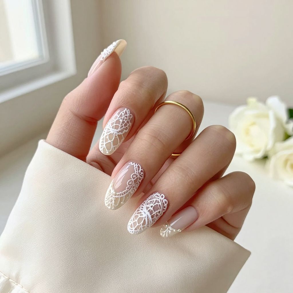 Nude with Delicate Lace Overlay