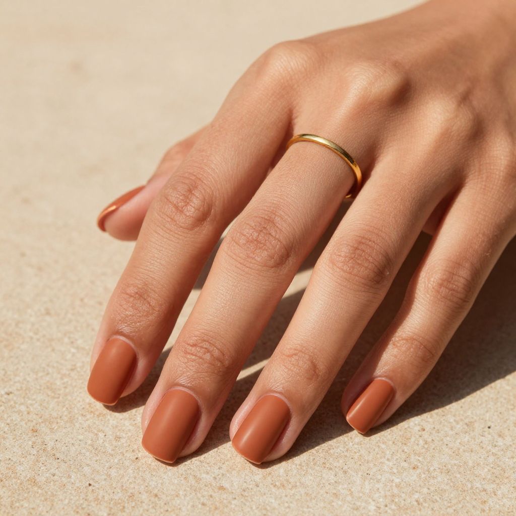 Matte terracotta square nails