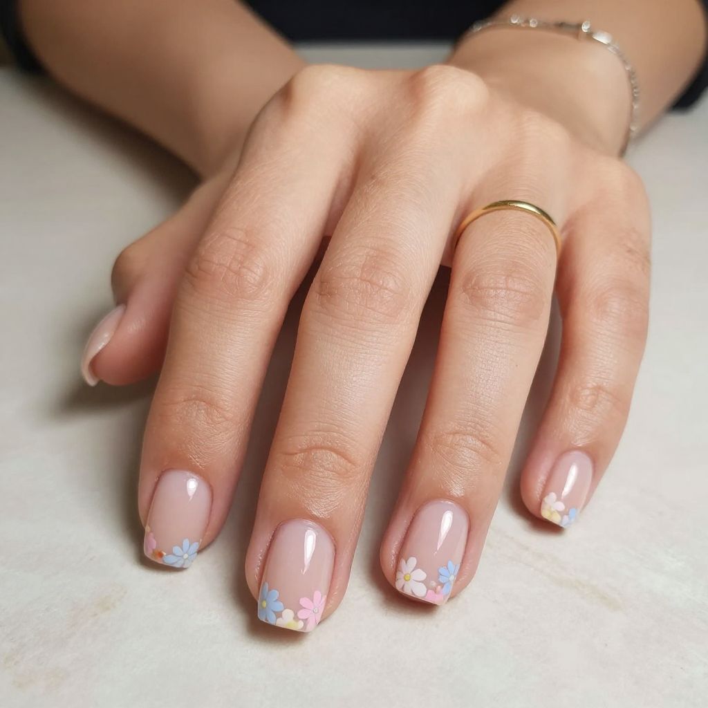 Clear Base With Tiny Floral Decals