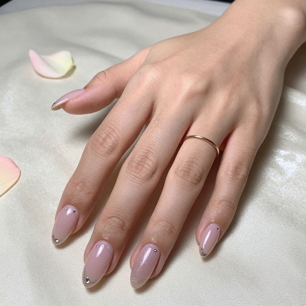 Glossy Pink Almond Nails