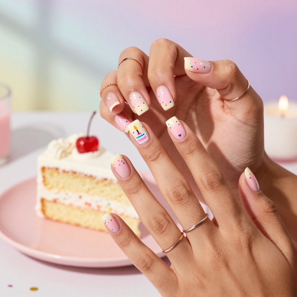 Cute Birthday Cake Nails