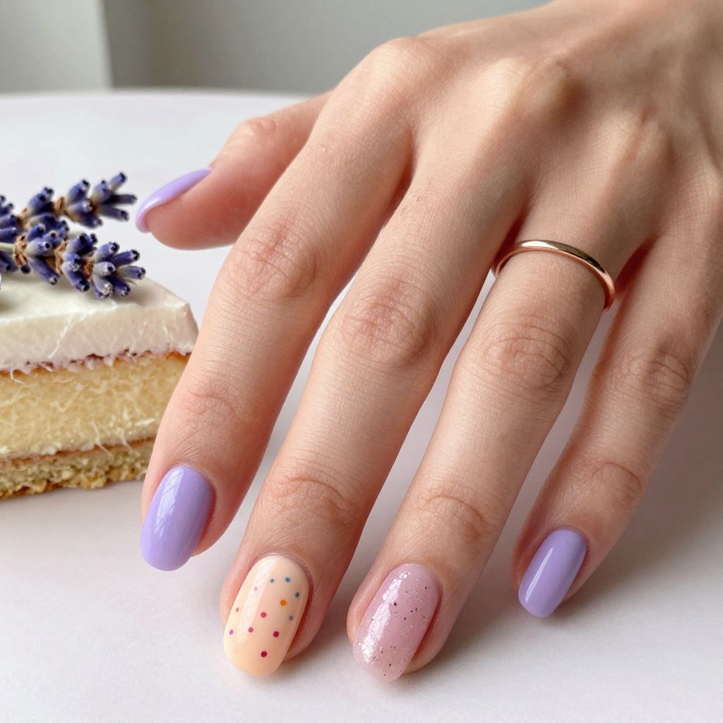 Pastel Sprinkle Short Nails