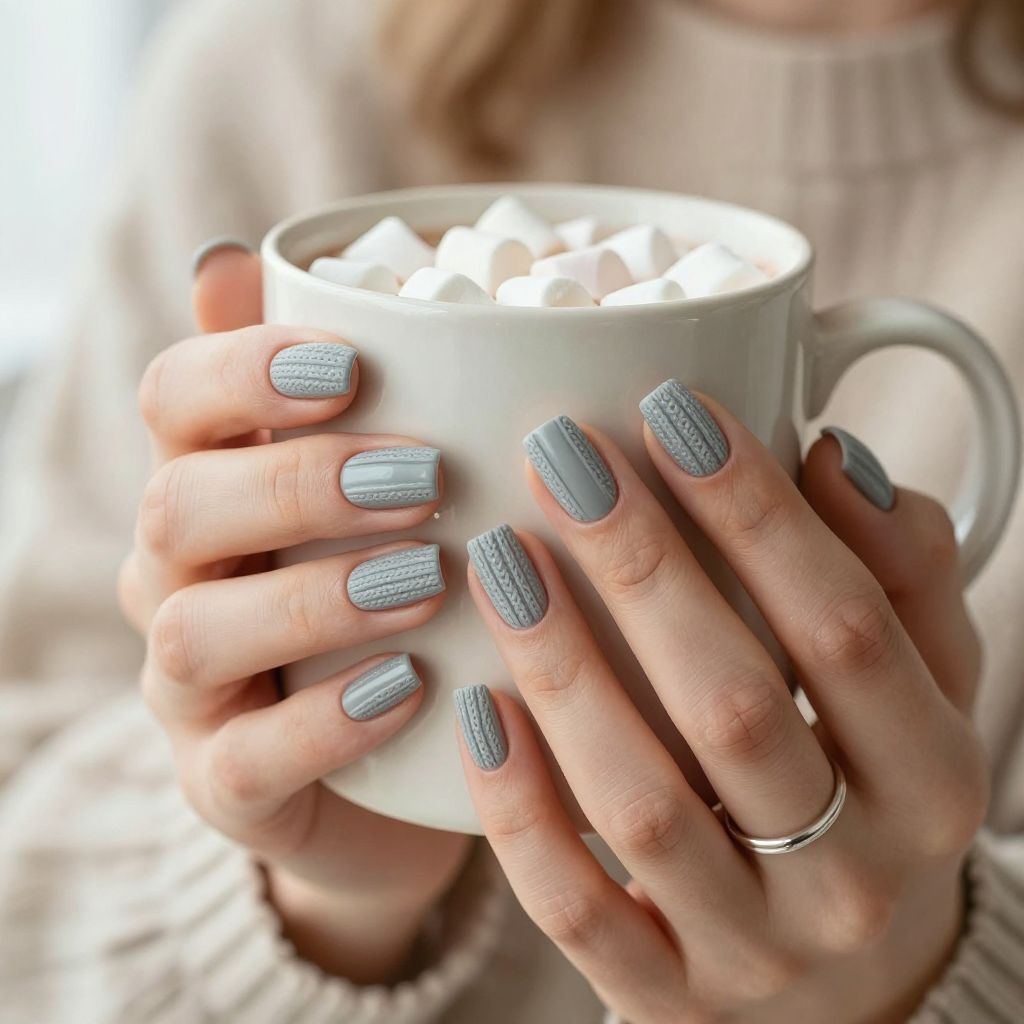 Cozy Knit Texture Christmas nails