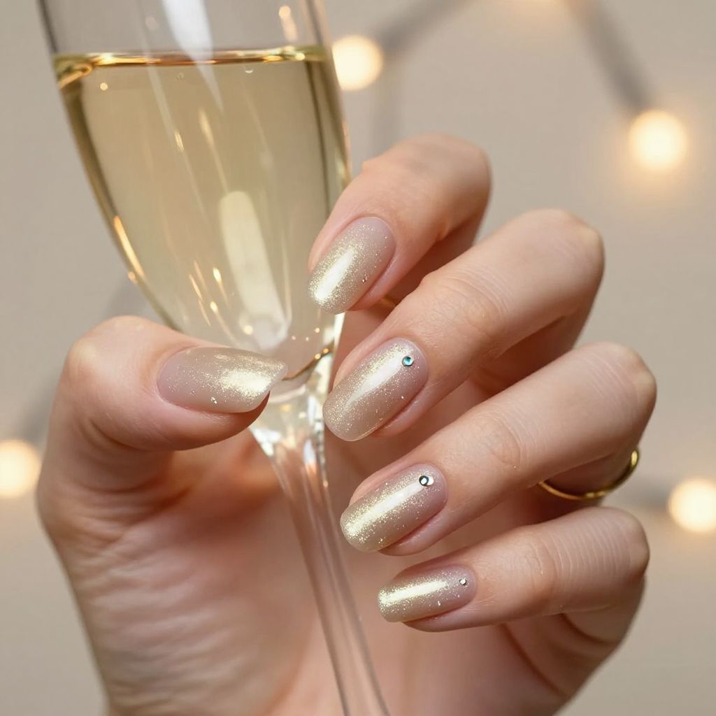 Champagne Lights Christmas nails
