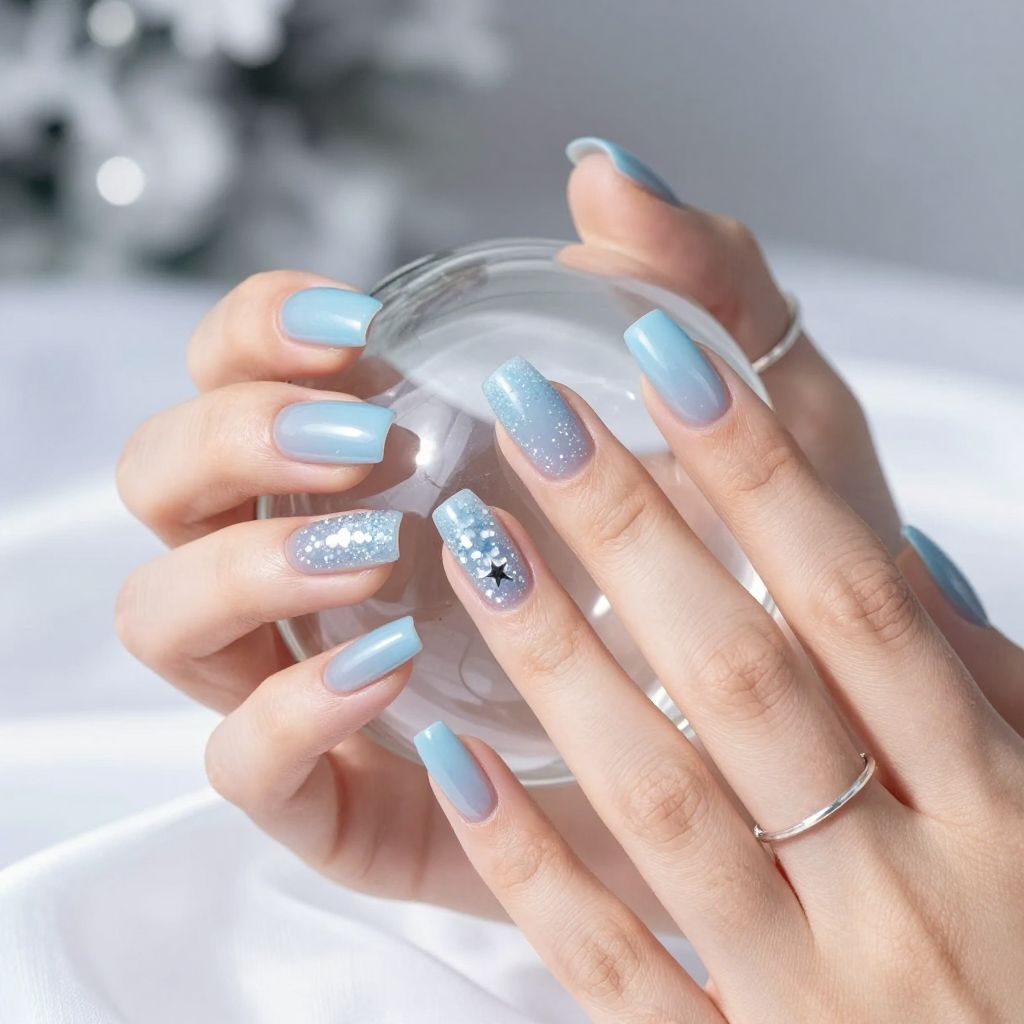 Snow Globe Charm Christmas nails