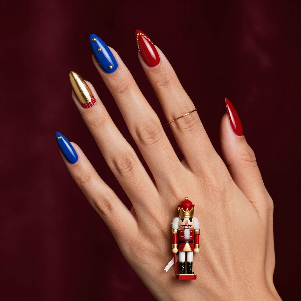 Nutcracker Glam Christmas nails