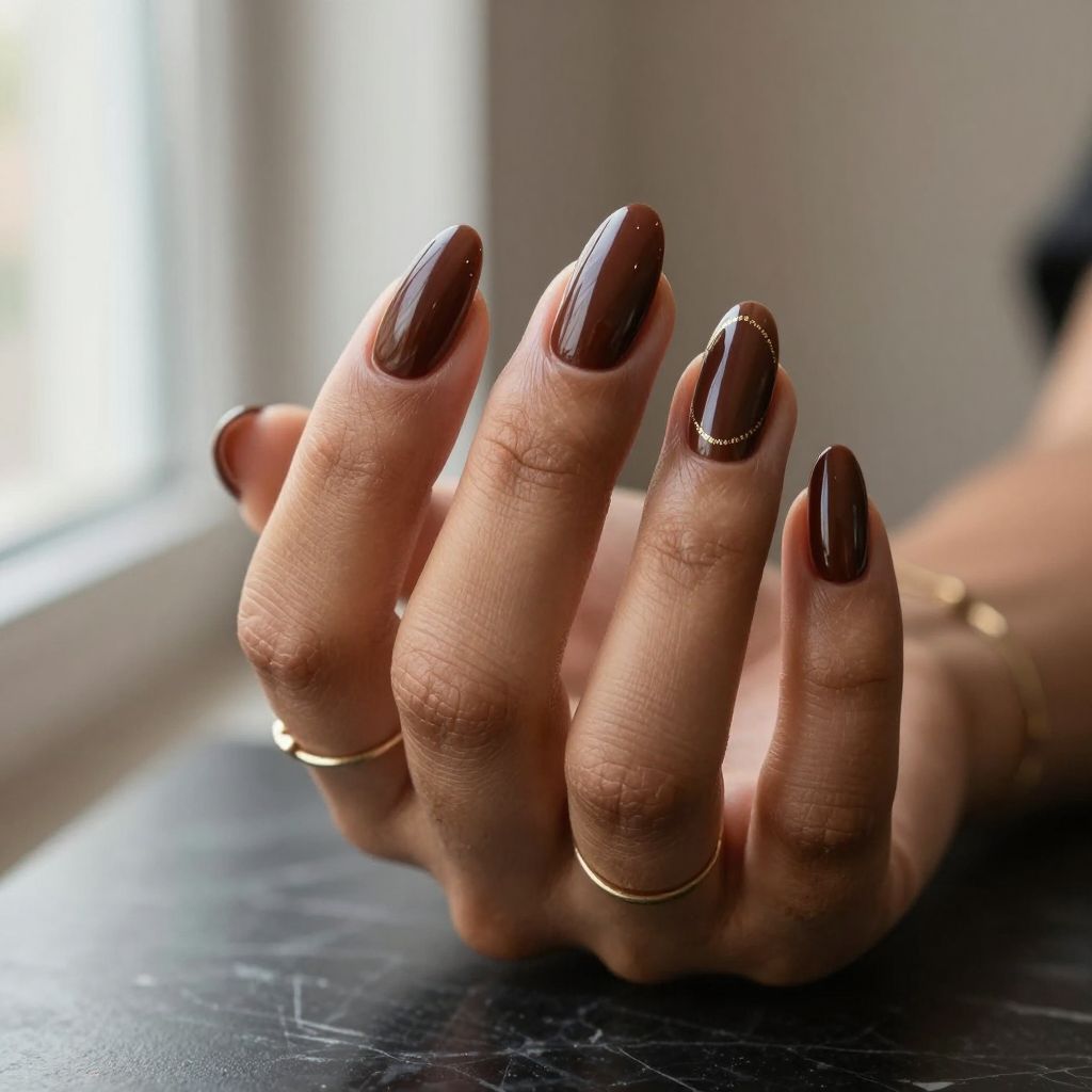 Glossy Cocoa Almond Nails