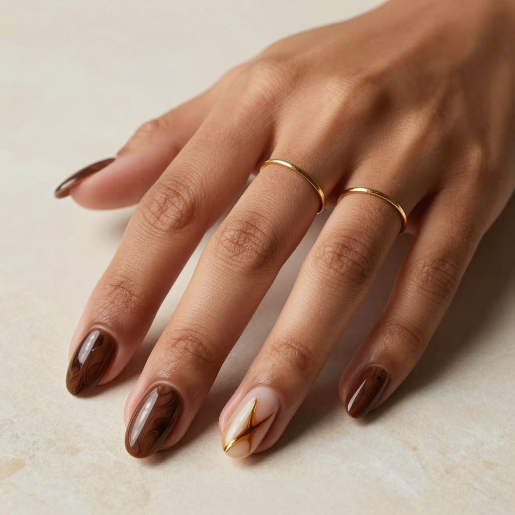 Chocolate Marble Nails
