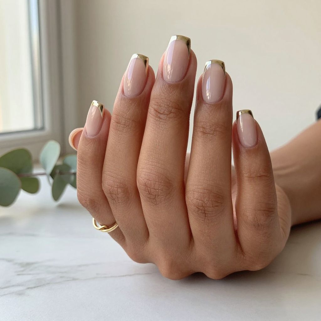 Metallic Gold French Tips