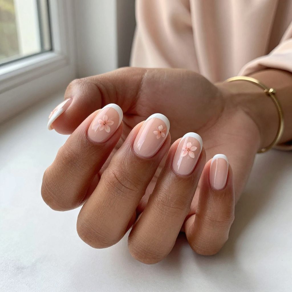 French Peach Blossom Nails