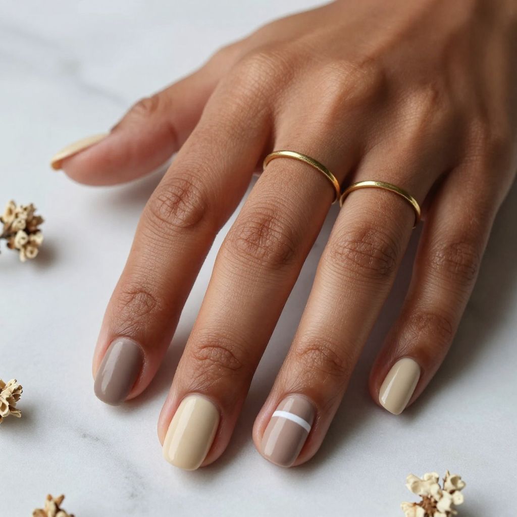 Warm Taupe Minimalist Nails