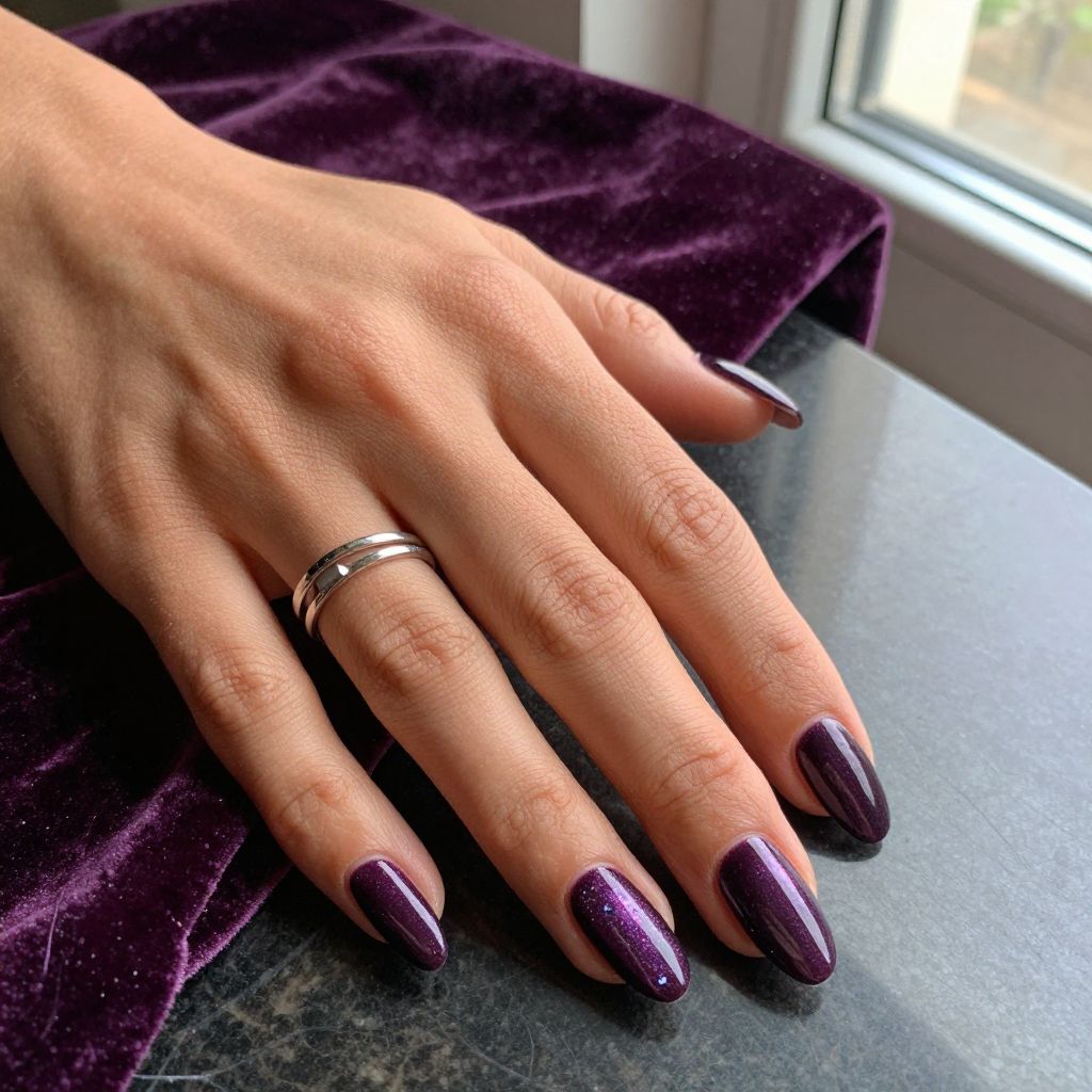Deep Plum Velvet Nails