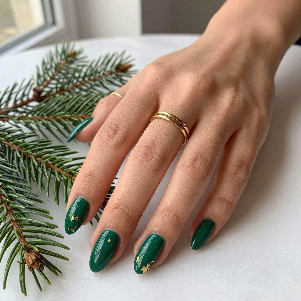 Deep Emerald with Gold Leaf Accents