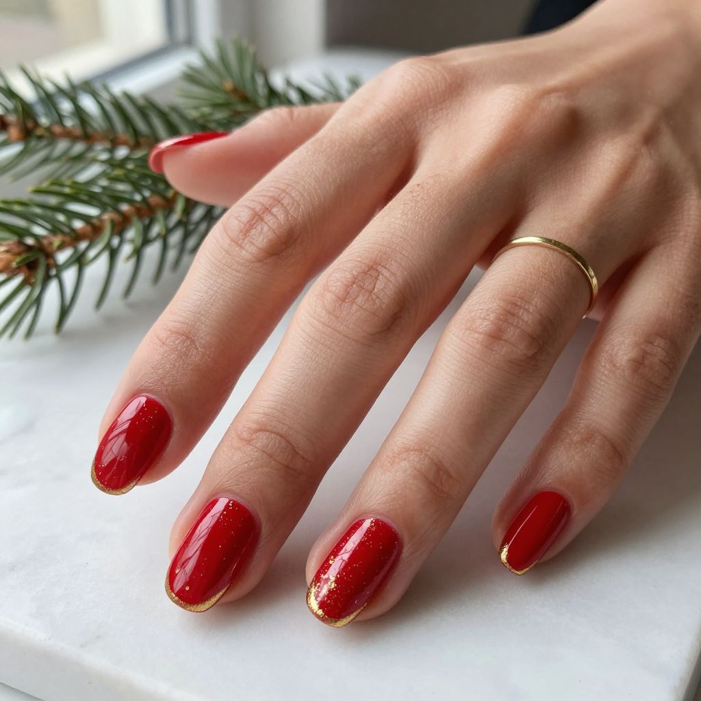 Classic Red with Gold Crackle Texture