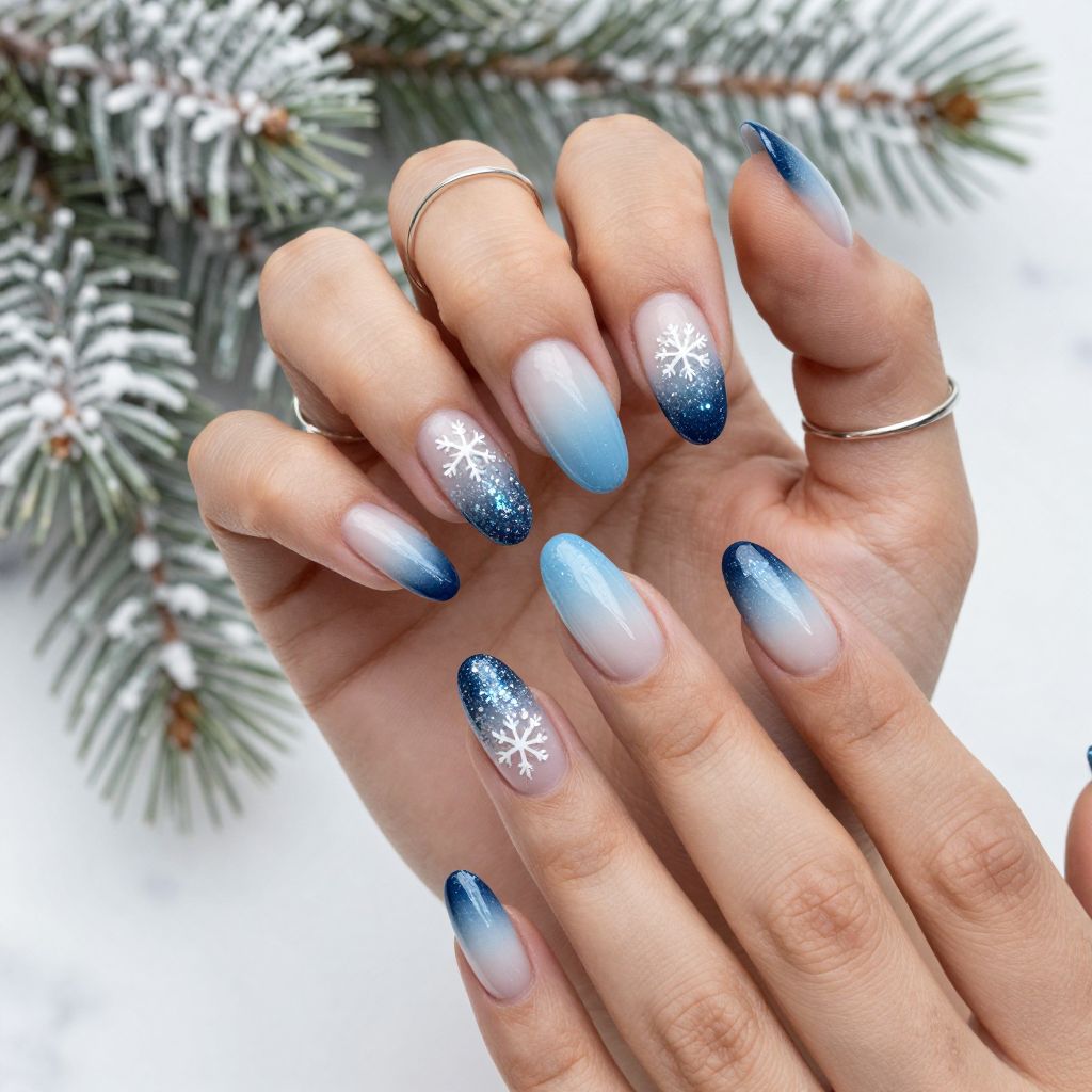 Icy Blue Ombre with Sparkle Gradient