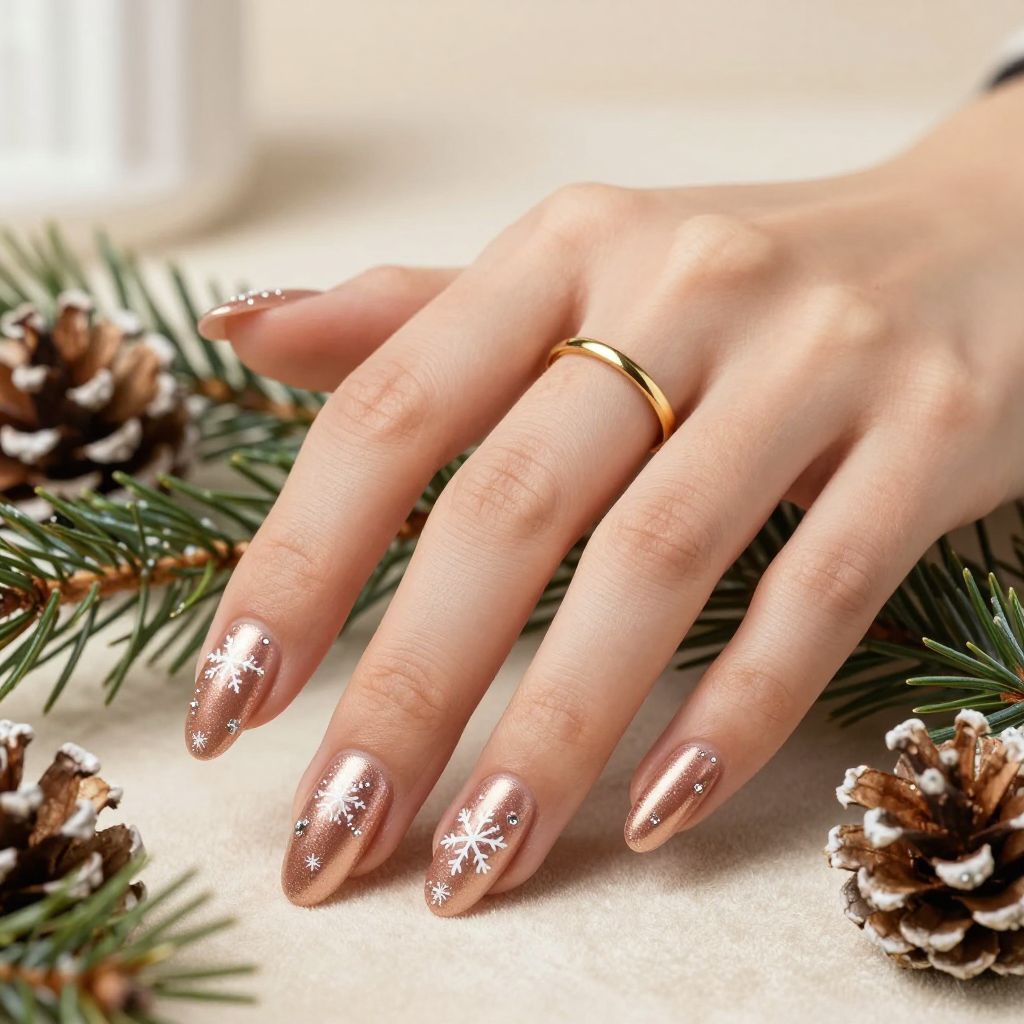Rose Gold Shimmer with Snowflake Details
