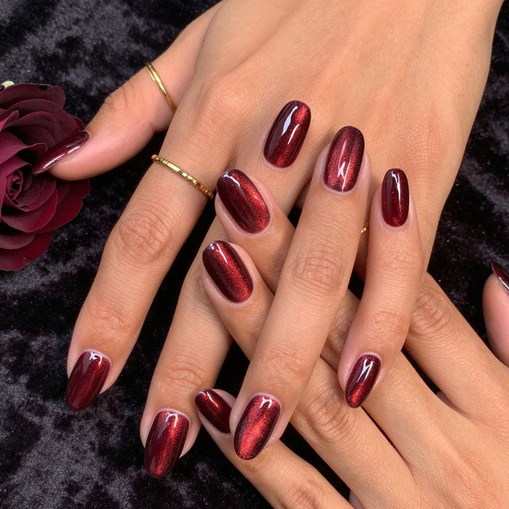 Merlot cat eye nails