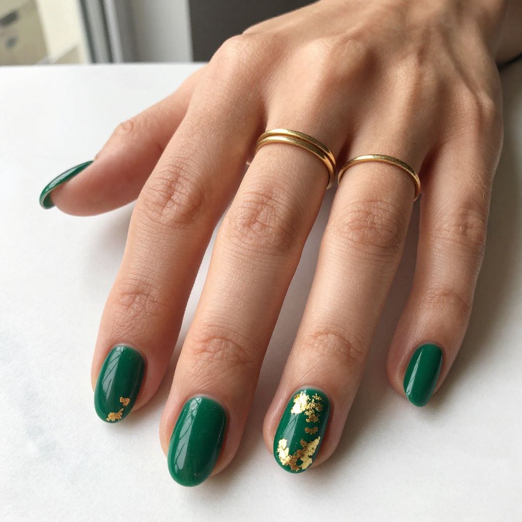 Emerald Green with Gold Leaf Accents