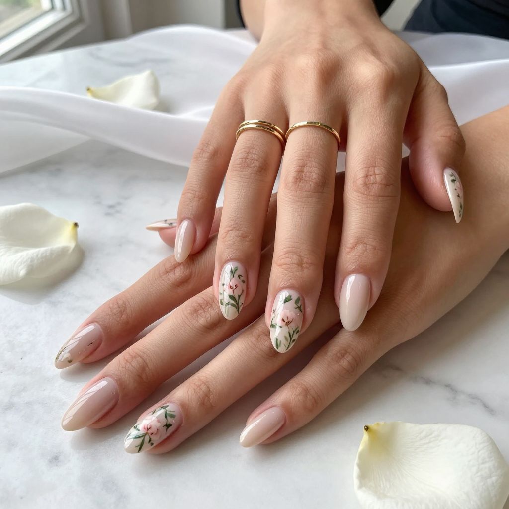 Soft Nude with Delicate Floral Hand Painted Art