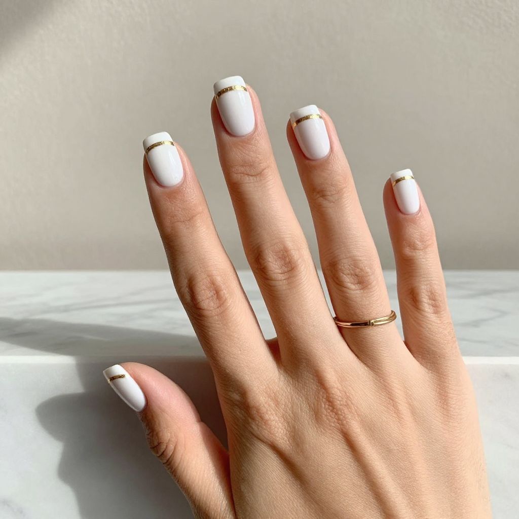 Minimalist Gold Line Accent Nails