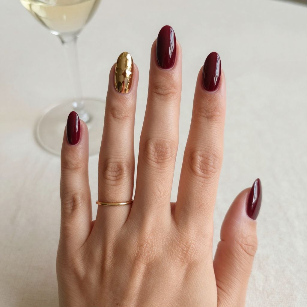 Deep Burgundy with Gold Foil Geometric