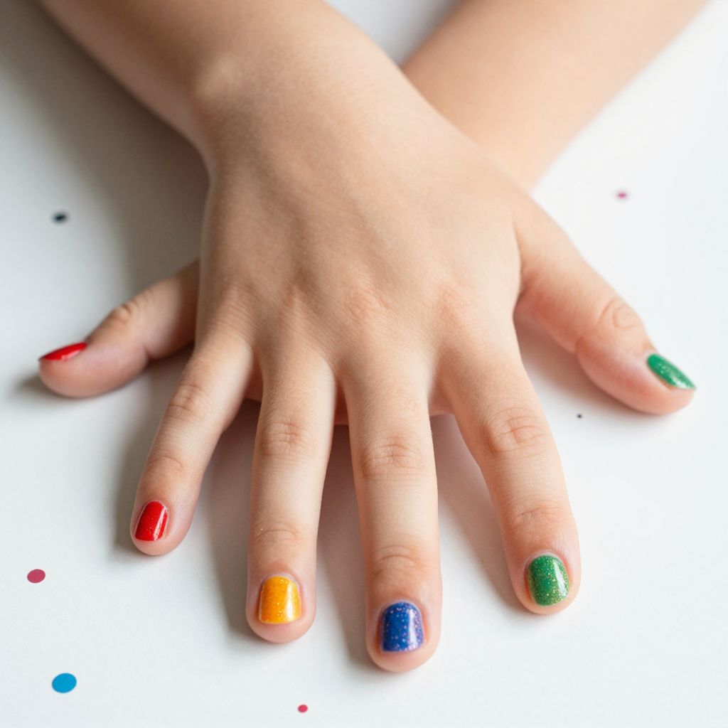 Rainbow confetti nails for kids