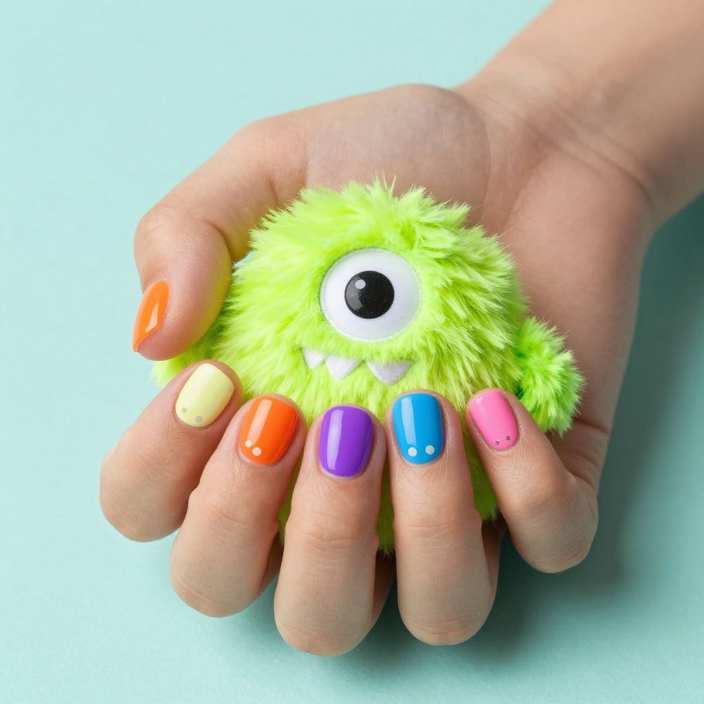 Friendly monster face nails for kids