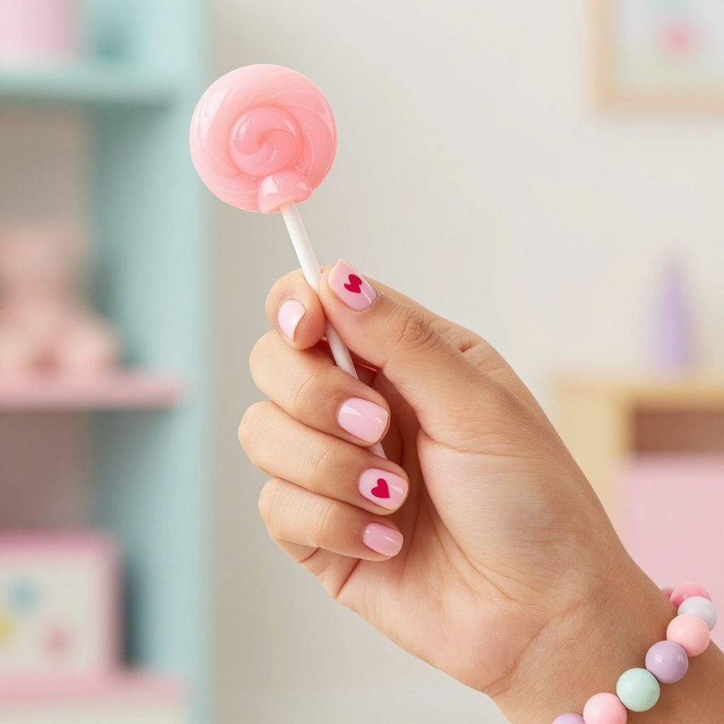 Bubblegum heart nails for kids