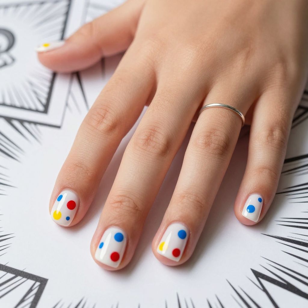 Comic pop dot nails for kids