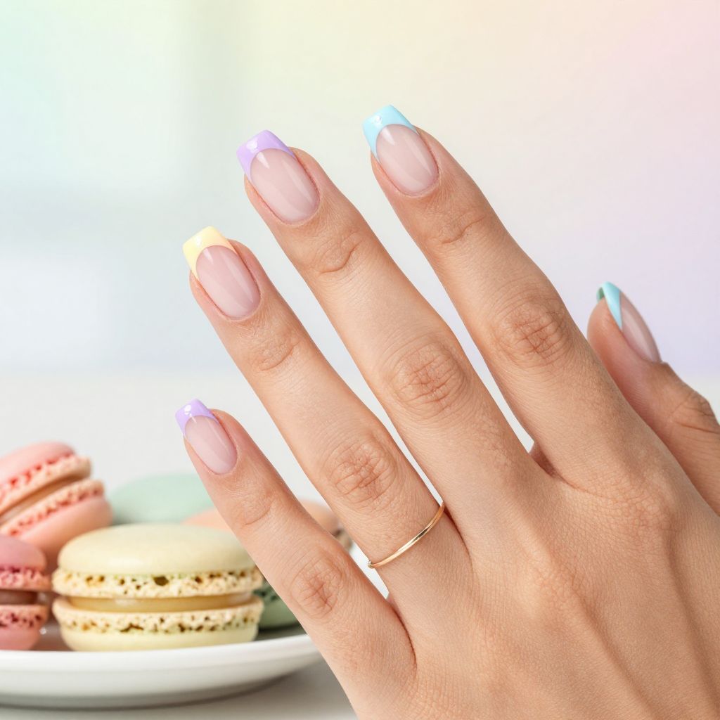 Pastel French tip nails