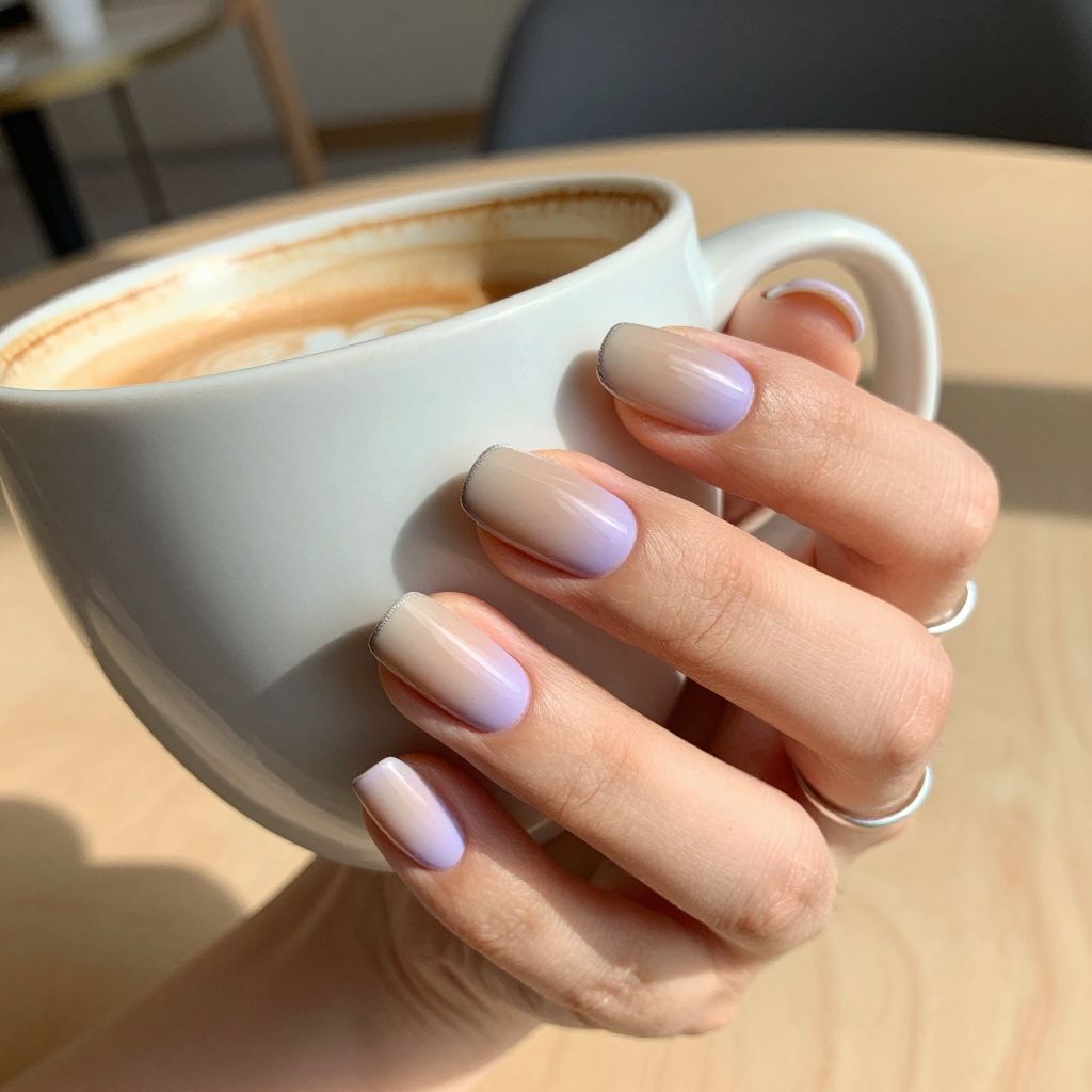 Lavender latte gradient nails