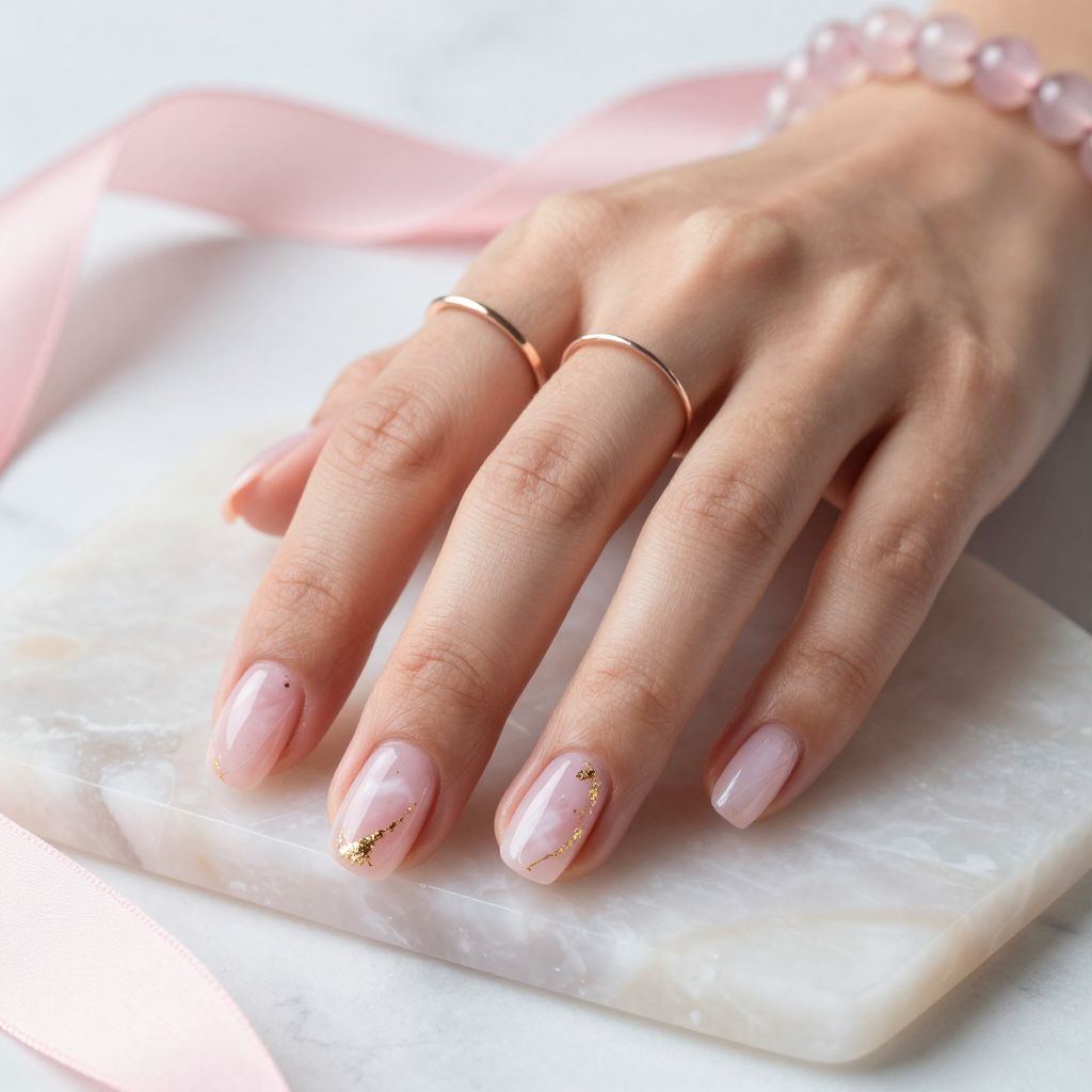 Rose quartz marble pink nails