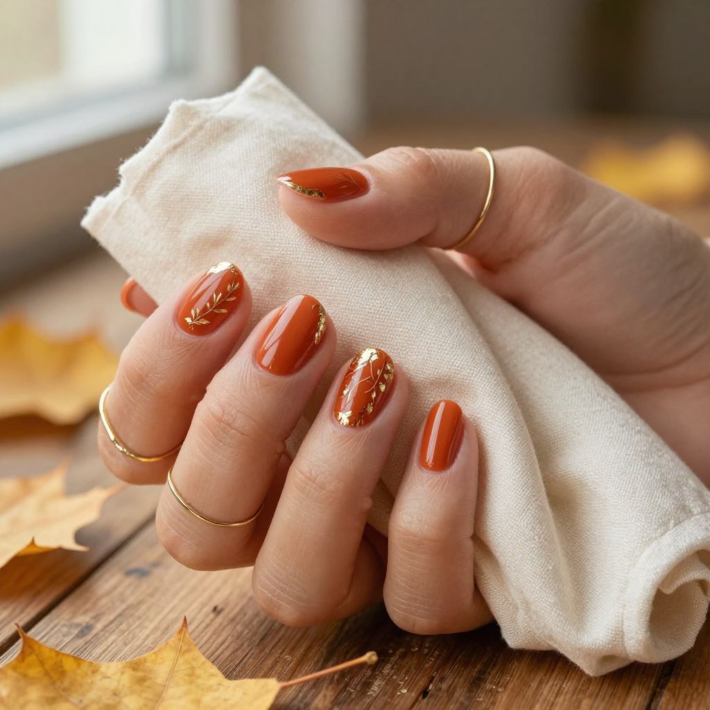 Warm Terracotta Orange Nails