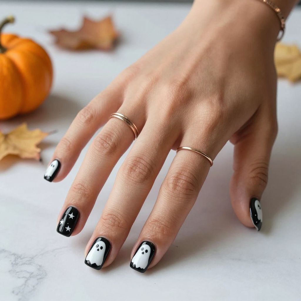Spooky Ghost Nail Art