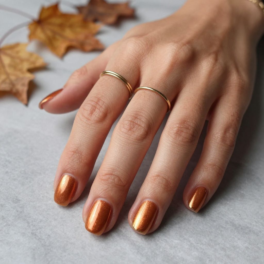 Warm Copper Metallic Nails