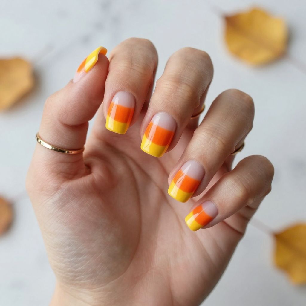Candy Corn Striped Nails