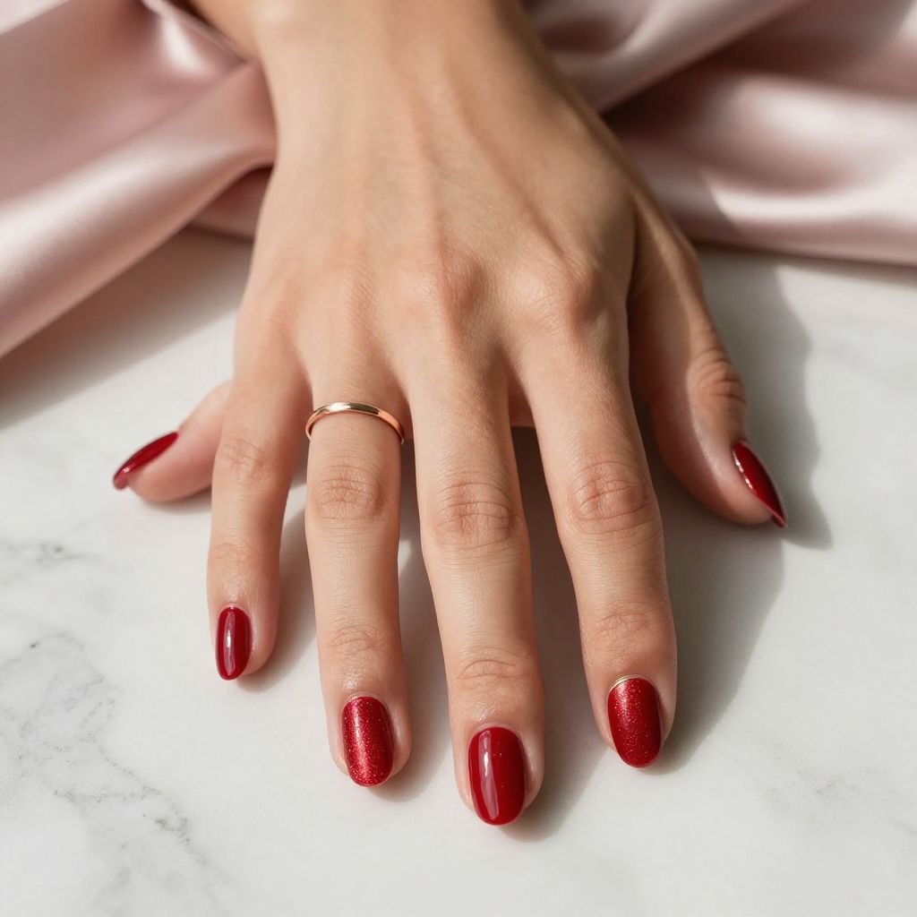 Classic Red Oval Nails